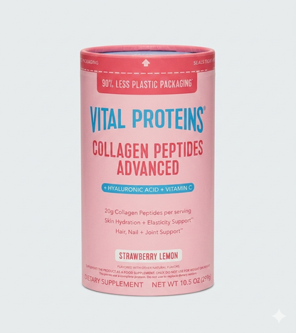 Vital Proteins Collagen Peptides Powder Advanced with Hyaluronic Acid & Vitamin C - 20g Collagen Protein per serving , Unflavored,