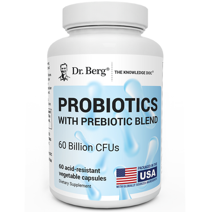 Dr. Berg 60 Billion Probiotic Supplement - Supports Occasional Constipation, Diarrhea, Gas & Bloating* - Pre and Probiotics for Digestive Health - 30 Probiotic Capsules