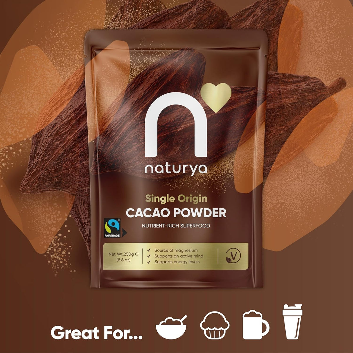 Naturya Single Origin Cacao Powder - Nutrient-Rich Superfood (125g)