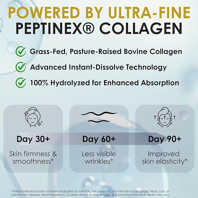 Greensential Collagen Peptides Powder 21oz + Vitamin C & Hyaluronic Acid | 100% Hydrolyzed Grass-Fed | Hair, Skin, Nail & Joint Support | Easy to Mix, Unflavored, 28 Servings