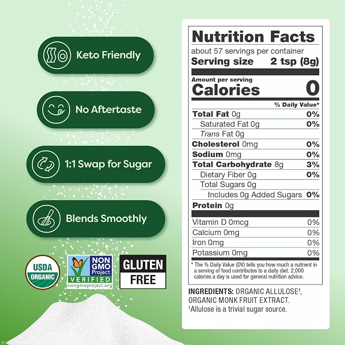 Better Body Foods, Organic Monk Fruit Blend, Zero Calorie Sweetener, 16 oz (454g)