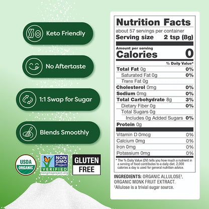 Better Body Foods, Organic Monk Fruit Blend, Zero Calorie Sweetener, 16 oz (454g)