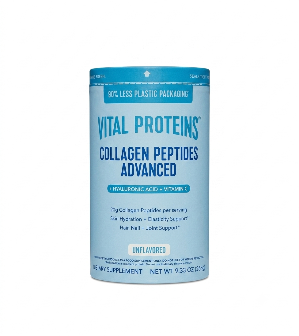 Vital Proteins Collagen Peptides Powder Advanced with Hyaluronic Acid & Vitamin C - 20g Collagen Protein per serving , Unflavored,