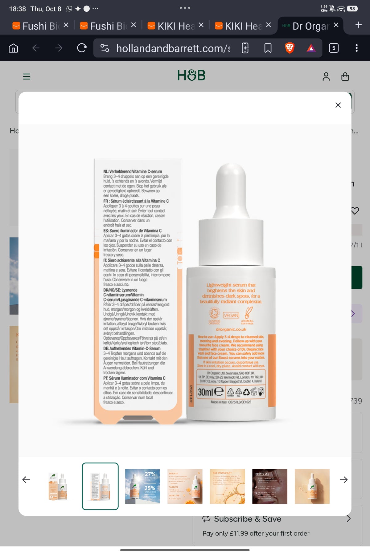 Dr. Organic BOOST Brightening Vitamin C Serum (3.5% Stable Vitamin C)