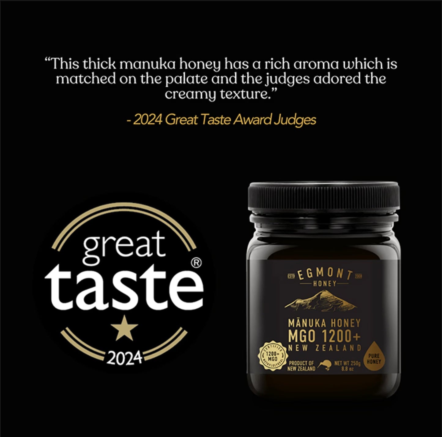 Egmont Honey – Limited Release MGO 1200+ Mānuka Honey (250g)