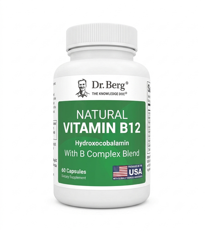 Dr. Berg Natural Vitamin B12 1000 mcg with B Complex Blend - Methylcobalamin B12 for Energy, Nerve Health, and Cognitive Function* - Methylated B12 with Folate - 60 Capsules (2-Month Supply)
