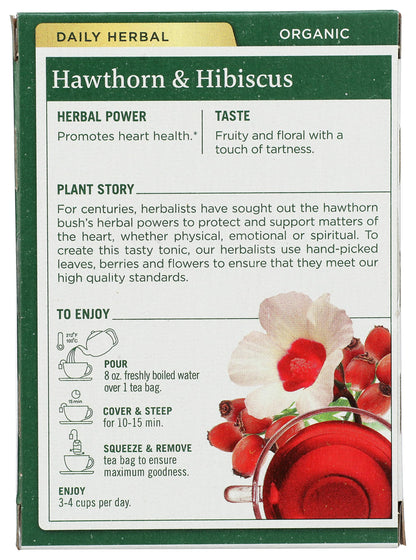 Traditional Medicinals Tea, Organic Hawthorn & Hibiscus, Promotes Heart Health, 16 Tea Bags