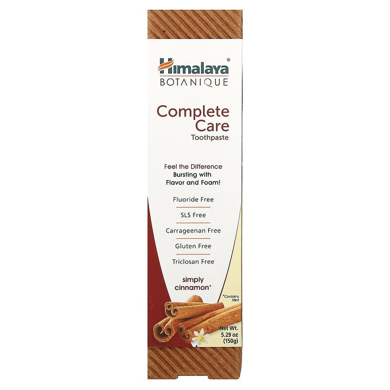 Himalaya Botanique Complete Care Toothpaste, Spearmint Flavor, Fights Plaque, Freshens Breath, Fluoride Free, No Artificial Flavors, SLS Free, Cruelty Free, Foaming, 5.29 Oz, 1 Pack