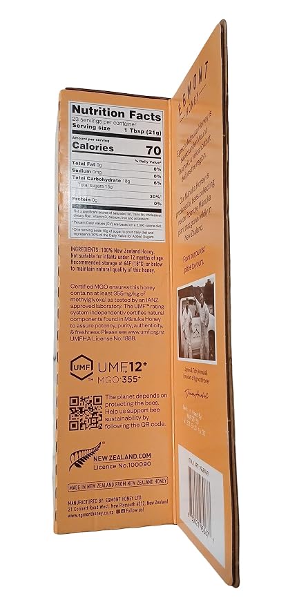 Egmont New Zealand Mānuka Honey UMF 12+ – Raw & Unpasteurized, Premium Authentic MGO Certified Honey