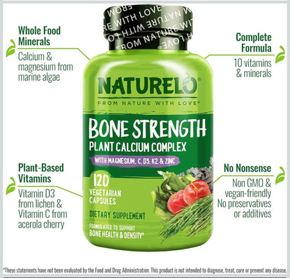 Naturelo Bone Strength Plant Calcium Complex  120 vcaps