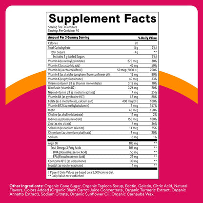 SmartyPants Women’s Plus Multi & Omegas – Multivitamin Gummies with Omega-3, Methylfolate, CoQ10, D3, B Vitamins, Zinc | Gluten Free | 120 Count (40 Day Supply)