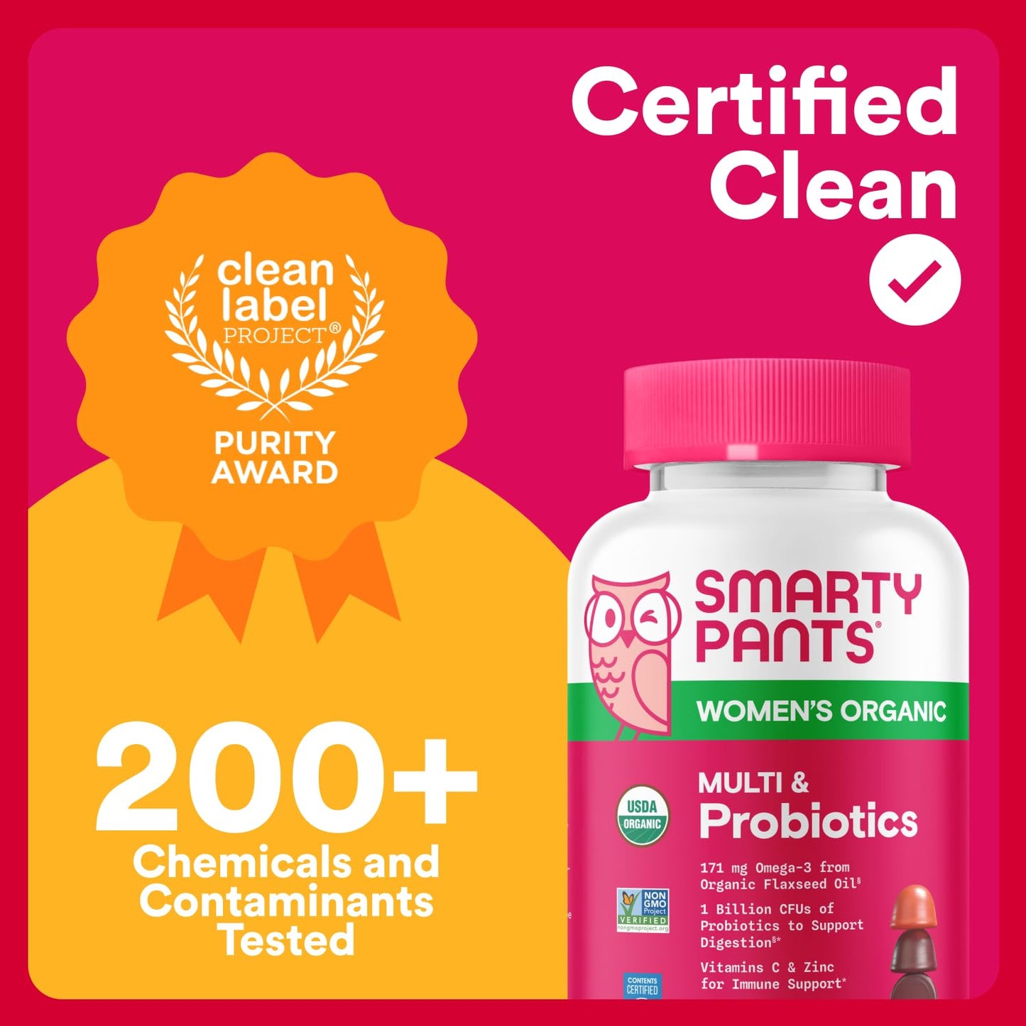 SmartyPants Organic Women's Multivitamin Gummies with Probiotics, Biotin, Methylfolate, and Omega-3 ALA – 120 Count