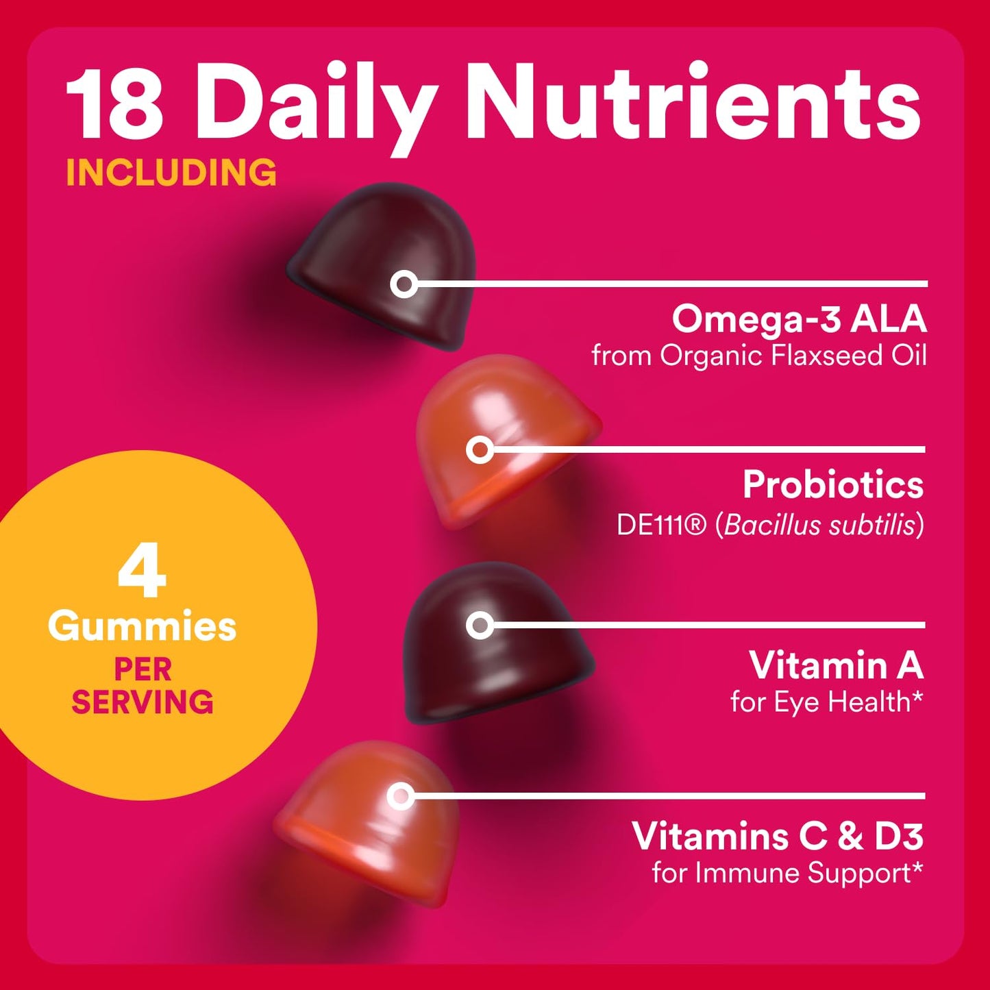SmartyPants Organic Women's Multivitamin Gummies with Probiotics, Biotin, Methylfolate, and Omega-3 ALA – 120 Count
