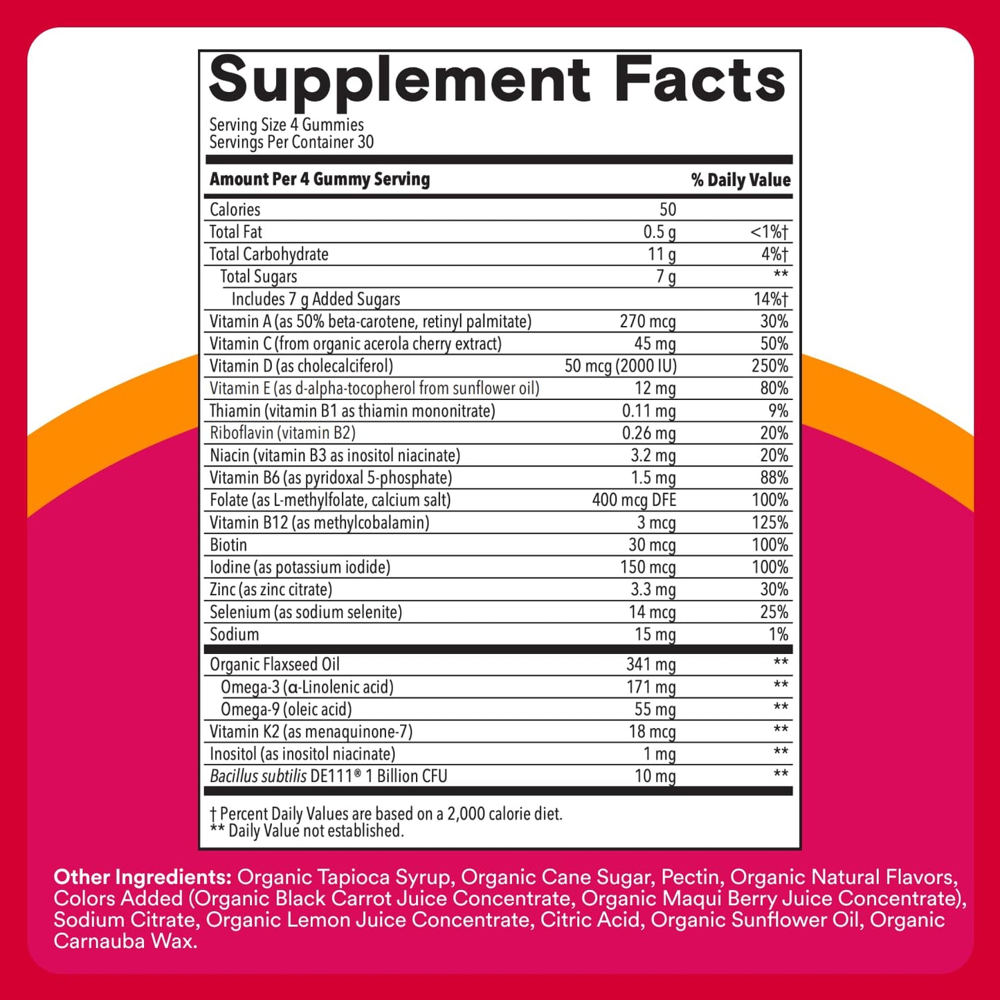 SmartyPants Organic Women's Multivitamin Gummies with Probiotics, Biotin, Methylfolate, and Omega-3 ALA – 120 Count
