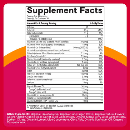 SmartyPants Organic Women's Multivitamin Gummies with Probiotics, Biotin, Methylfolate, and Omega-3 ALA – 120 Count