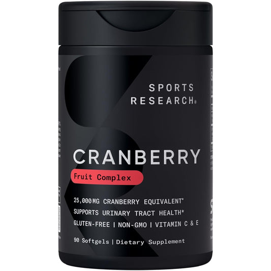 Sports Research Cranberry Fruit Complex Softgels – Urinary Tract Health Support | Pacran & Vitamins C & E