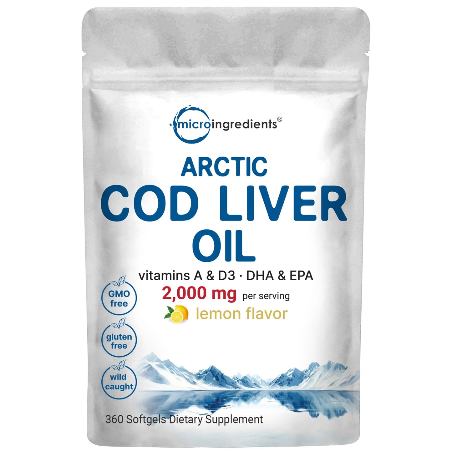 Micro Ingredients Cod Liver Oil 2000mg, 360 softgels