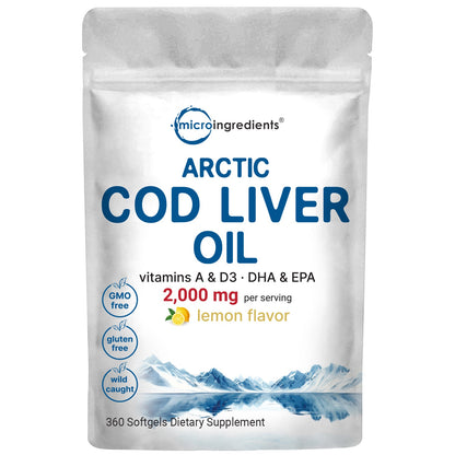 Micro Ingredients Cod Liver Oil 2000mg, 360 softgels