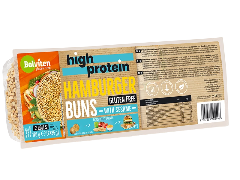 High Protein Hamburger Sandwich with Sesame 2x85g. Gluten-free product